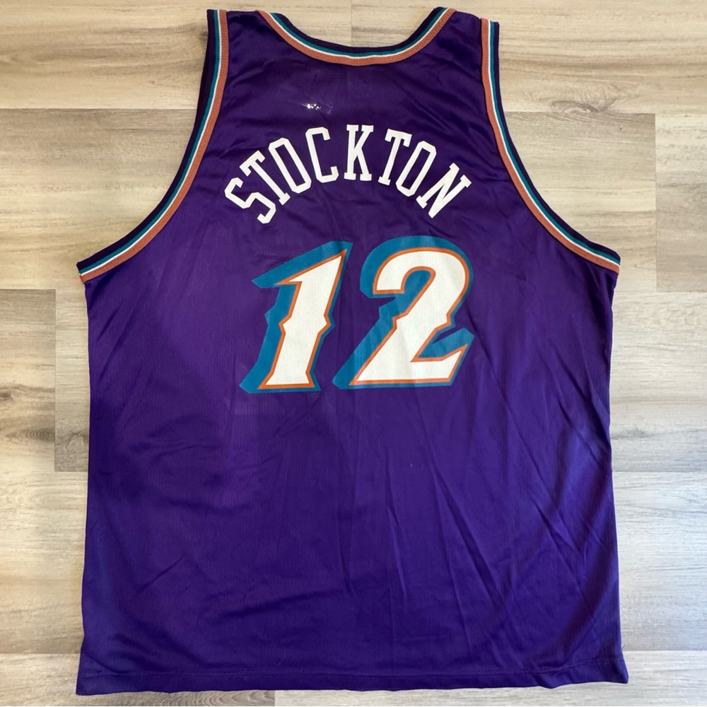 RARE Vintage Champion John Stockton Utah Jazz #12 NBA Basketball Jersey Size XXL - Picture 4 of 7